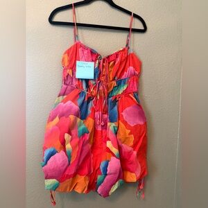 Farm Rio Red Ombre Chita Organic Cotton Romper Large